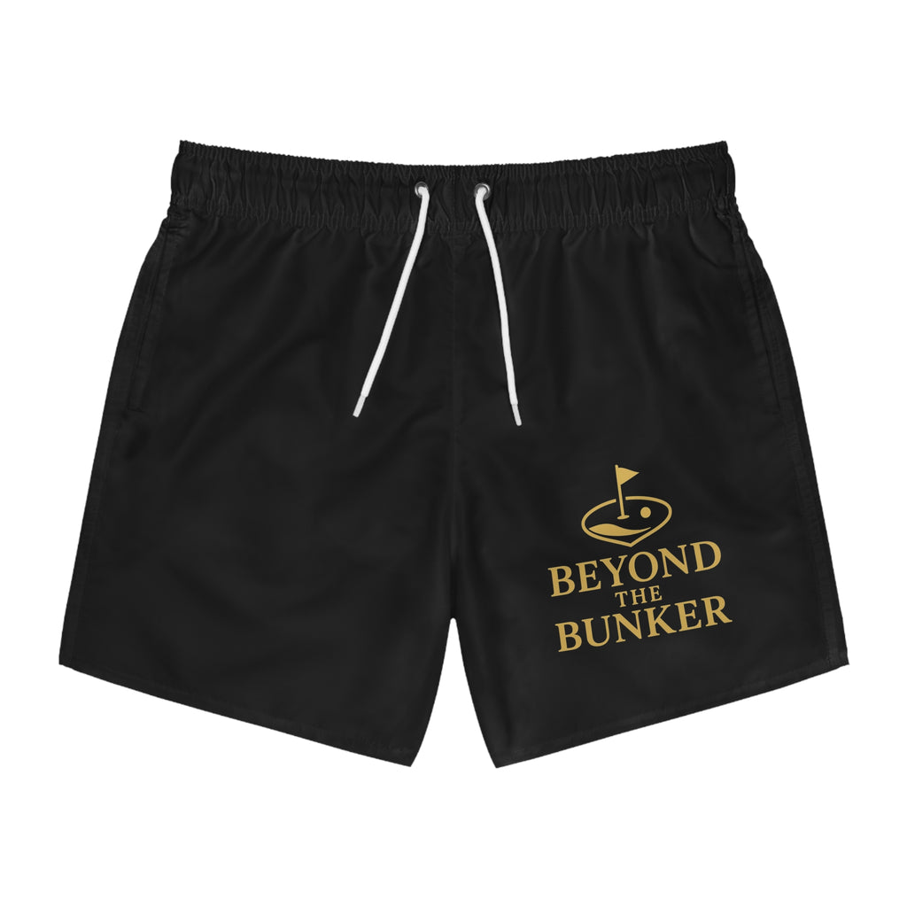 Beyond The Bunker Swim Trunks – Black Golf-Themed Men's Swim Shorts