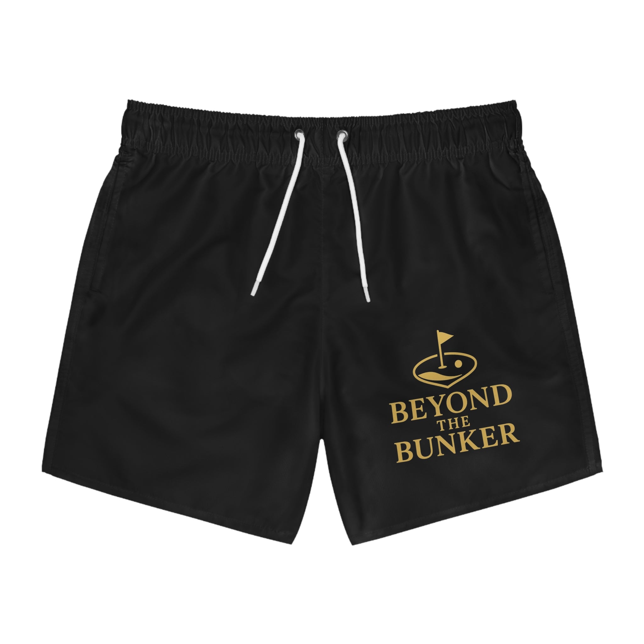 Beyond The Bunker Swim Trunks – Black Golf-Themed Men's Swim Shorts